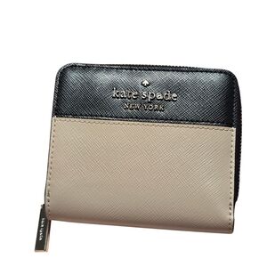 Kate Spade Staci Small Zip Around  Black and Tan Women's Wallet